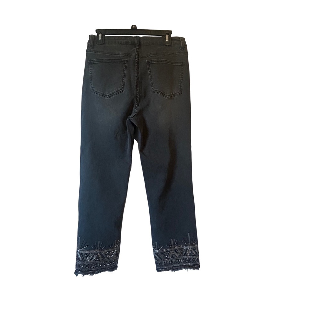 John Mark Womens Black Embellished Cropped Leg Jeans Size 10 Inseam 25" - Picture 6 of 7